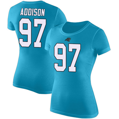 Carolina Panthers Blue Women Mario Addison Rush Pride Name and Number NFL Football #97 T Shirt->nfl t-shirts->Sports Accessory